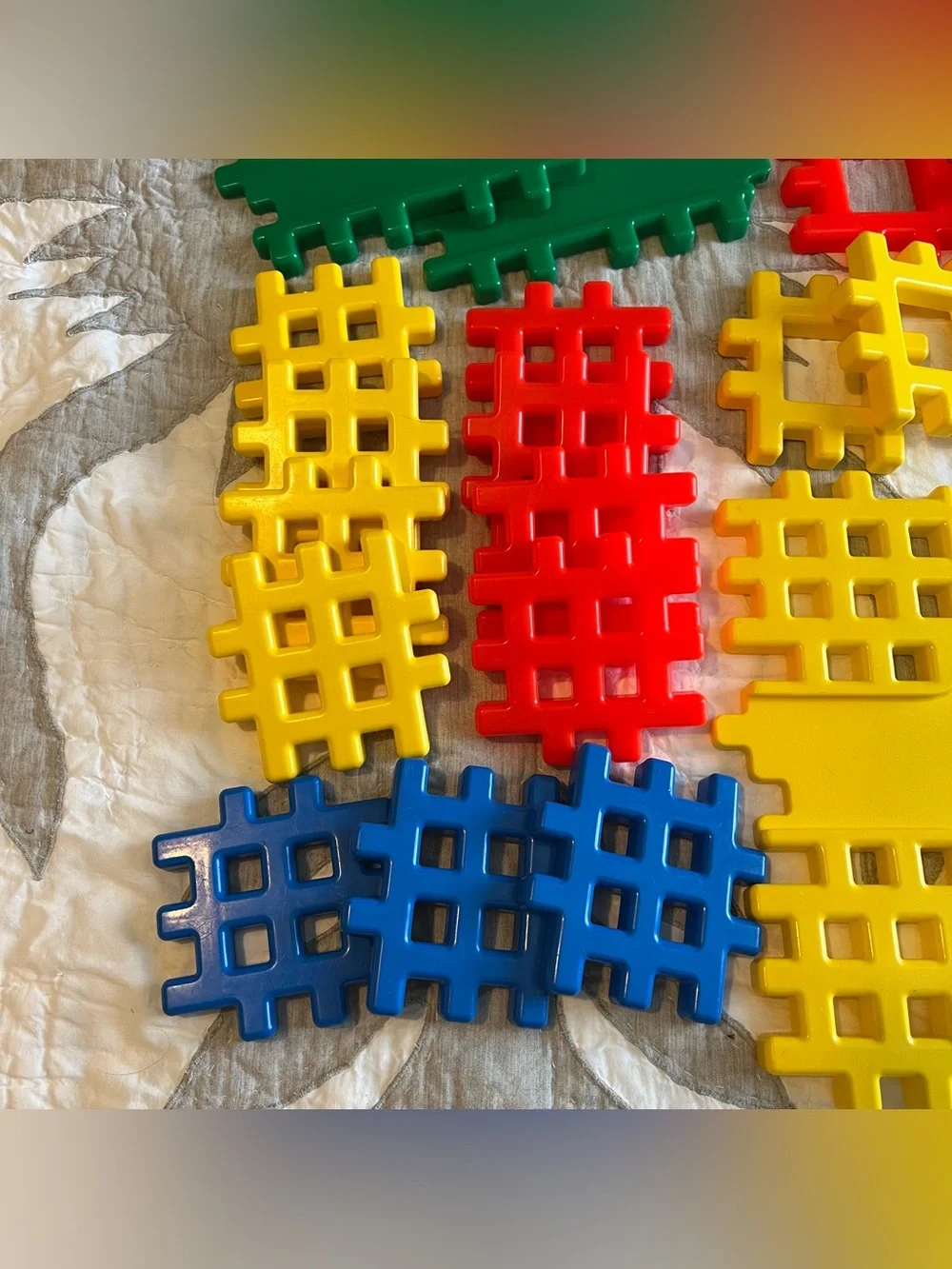 Vintage LITTLE TIKES Wee Waffle Blocks Set 49 Pieces 4” Including Intersection